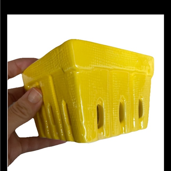 Creative Co-Op Porcelain Stoneware Berry Dish Orchid Planter 4x4 Yellow New NWT - Picture 2 of 8